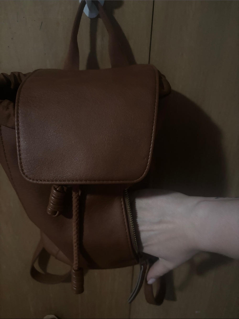 Universal Thread Brown Faux-Leather Drawstring Backpack - Picture 3 of 5
